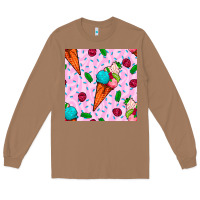 Toasted Coconut ice cream seamless pattern Long Sleeve Tee - BundleAndBundleShop