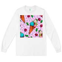 White ice cream seamless pattern Long Sleeve Tee - BundleAndBundleShop