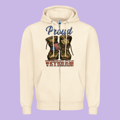 Proud Veteran Camo Shoes Zipper Hoodie Designed By Jasminsmagicworld