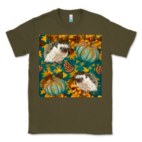Army Green hedgehog and pumpkins seamless pattern Classic Tee - BundleAndBundleShop
