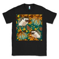 Black hedgehog and pumpkins seamless pattern Classic Tee - BundleAndBundleShop
