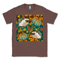 Chestnut hedgehog and pumpkins seamless pattern Classic Tee - BundleAndBundleShop