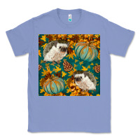 Colony Blue hedgehog and pumpkins seamless pattern Classic Tee - BundleAndBundleShop
