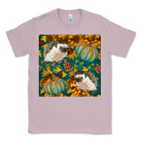 Lilac hedgehog and pumpkins seamless pattern Classic Tee - BundleAndBundleShop