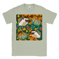 Matcha hedgehog and pumpkins seamless pattern Classic Tee - BundleAndBundleShop