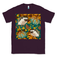 Plum hedgehog and pumpkins seamless pattern Classic Tee - BundleAndBundleShop