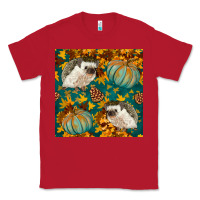 Red hedgehog and pumpkins seamless pattern Classic Tee - BundleAndBundleShop