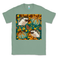 Sage hedgehog and pumpkins seamless pattern Classic Tee - BundleAndBundleShop