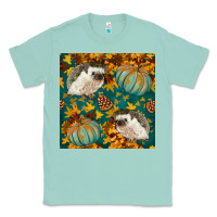 Seafoam hedgehog and pumpkins seamless pattern Classic Tee - BundleAndBundleShop