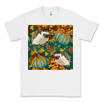 White hedgehog and pumpkins seamless pattern Classic Tee - BundleAndBundleShop
