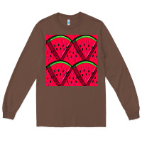 Chestnut Watermelon Slices Seamless Pattern Long Sleeve Tee - BundleAndBundleShop