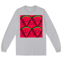 Moon Dust Watermelon Slices Seamless Pattern Long Sleeve Tee - BundleAndBundleShop