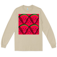 Mushroom Watermelon Slices Seamless Pattern Long Sleeve Tee - BundleAndBundleShop