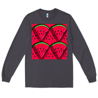 Smoke Watermelon Slices Seamless Pattern Long Sleeve Tee - BundleAndBundleShop