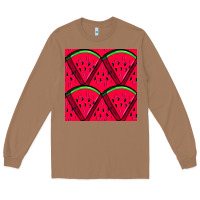 Toasted Coconut Watermelon Slices Seamless Pattern Long Sleeve Tee - BundleAndBundleShop
