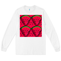 White Watermelon Slices Seamless Pattern Long Sleeve Tee - BundleAndBundleShop