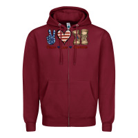 Burgundy Peace Love America Zipper Hoodie - Jasminsmagicworld