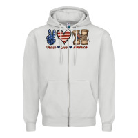 Dove Grey Peace Love America Zipper Hoodie - Jasminsmagicworld