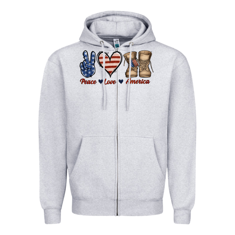 Peace Love America Zipper Hoodie by Jasminsmagicworld | Teevron