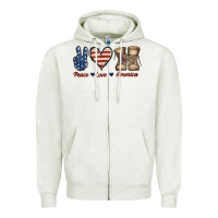 Oatmeal Heather Peace Love America Zipper Hoodie - Jasminsmagicworld