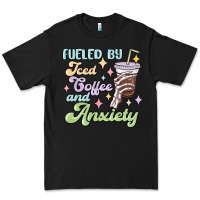 Black fueled by iced coffee and anxiety Premium Tee - MaliasSmallBusiness