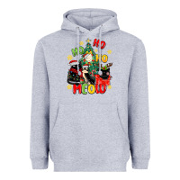 Heather Grey ho ho ho meow Heavyweight Hoodie - MaliasSmallBusiness
