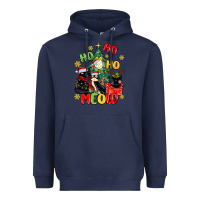 Navy ho ho ho meow Heavyweight Hoodie - MaliasSmallBusiness