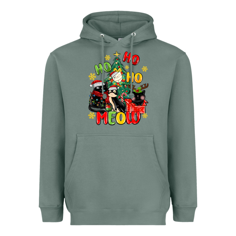 Ho Ho Ho Meow Heavyweight Hoodie by MaliasSmallBusiness | Teevron