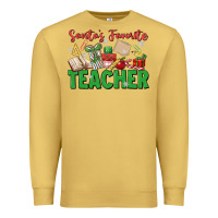 Antique Gold santa's favorite teacher Premium Sweatshirt - MaliasSmallBusiness