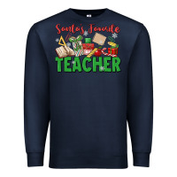 Navy santa's favorite teacher Premium Sweatshirt - MaliasSmallBusiness