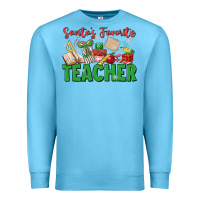 Ocean Blue santa's favorite teacher Premium Sweatshirt - MaliasSmallBusiness