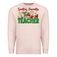 Pale Pink santa's favorite teacher Premium Sweatshirt - MaliasSmallBusiness