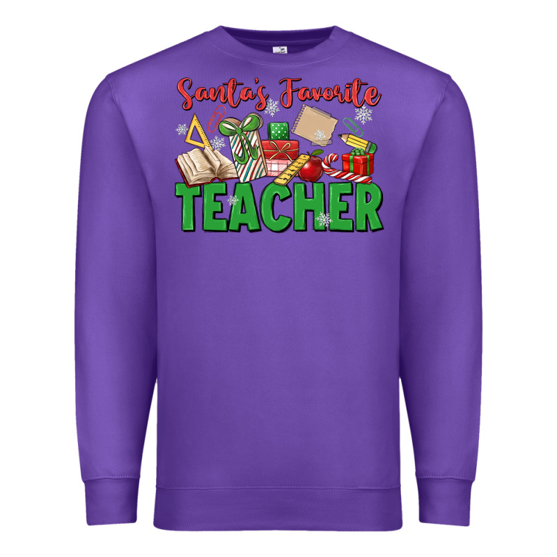 Santa's Favorite Teacher Premium Sweatshirt by MaliasSmallBusiness | Teevron