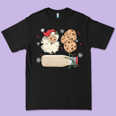 Premium Tee custom milk and cookies with santa