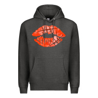 Charcoal Heather basketball lips Premium Hoodie - AdoDesignShop