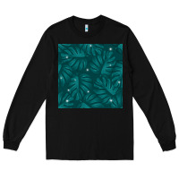 Black Tropical  Leaves Seamless Pattern Long Sleeve Tee - BundleAndBundleShop
