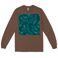 Chestnut Tropical  Leaves Seamless Pattern Long Sleeve Tee - BundleAndBundleShop