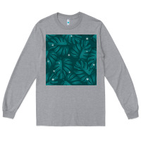 Heather Grey Tropical  Leaves Seamless Pattern Long Sleeve Tee - BundleAndBundleShop