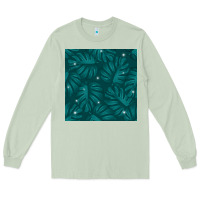 Matcha Tropical  Leaves Seamless Pattern Long Sleeve Tee - BundleAndBundleShop