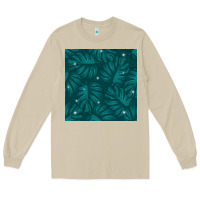Mushroom Tropical  Leaves Seamless Pattern Long Sleeve Tee - BundleAndBundleShop