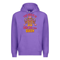 Purple the queen is 50 long live the queen Premium Hoodie - Jasminsmagicworld