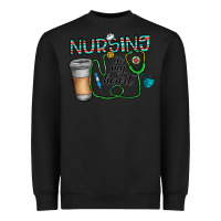 Black nursing İn my heart Heavyweight Sweatshirt - CowhideDigitalArt
