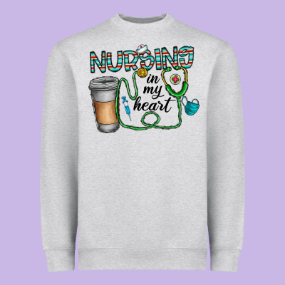 Nursing İn My Heart Heavyweight Sweatshirt Designed By Cowhidedigitalart