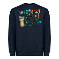 Navy nursing İn my heart Heavyweight Sweatshirt - CowhideDigitalArt