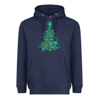 Navy christmas tree with gemstones Heavyweight Hoodie - MaliasSmallBusiness