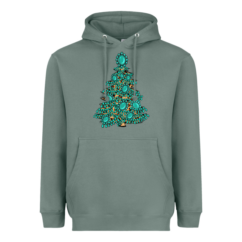 Christmas Tree With Gemstones Heavyweight Hoodie by MaliasSmallBusiness | Teevron