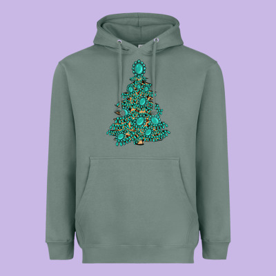 Christmas Tree With Gemstones Heavyweight Hoodie Designed By Maliassmallbusiness