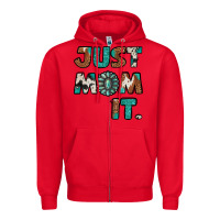 Red Just Mom It Zipper Hoodie - Jasminsmagicworld