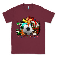 Burgundy joy with soccer element and Christmas Classic Tee - AdoDesignShop