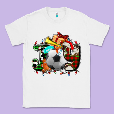 Joy With Soccer Element And Christmas Classic Tee Designed By Adodesignshop